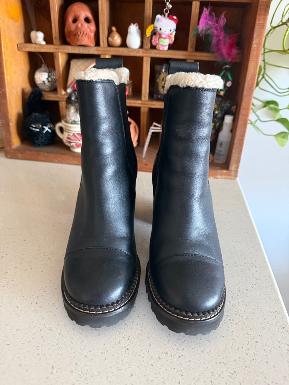 See by Chloe Lug Sole Shearling Lined Chelsea Boot - Picture 2 of 7
